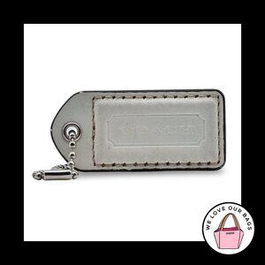 2" Medium Y2K VINTAGE COACH White Leather Nickel Fob Bag Charm Keychain Hang Tag